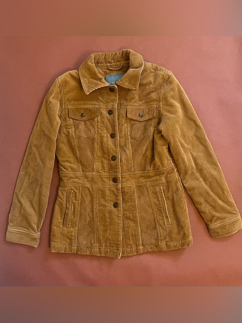 Nine West Camel Corduroy Button-Front Jacket